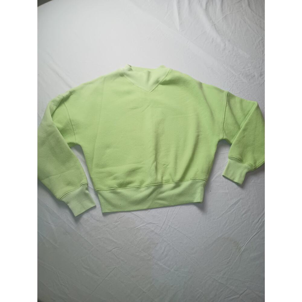 Wilfred Free Bartlett Green Fleece Cropped Crewneck Sweatshirt Size XXS